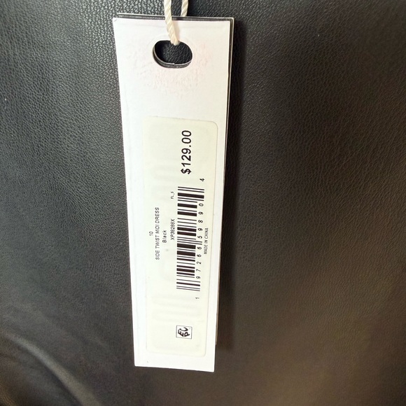 Steve Madden Faux Leather Black Side Twist Dress Cap Sleeve Size 10 NWT - Picture 3 of 6